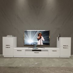 Decoraktiv Trio On2 Mdf Tv Ünitesi Tv Sehpası Parlak Beyaz