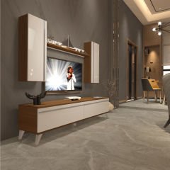 Decoraktiv Eko 5D Mdf Std Retro Tv Ünitesi Tv Sehpası Ceviz - Beyaz