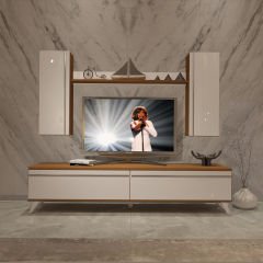Decoraktiv Eko 5D Mdf Std Retro Tv Ünitesi Tv Sehpası Ceviz - Beyaz