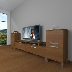 Decoraktiv Ekoflex On2 Slm Krom Ayaklı Tv Ünitesi Tv Sehpası Ceviz