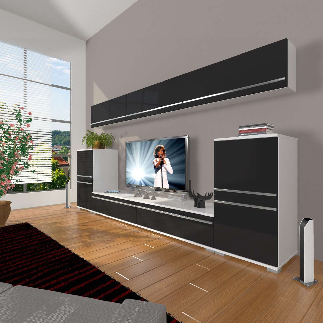 Decoraktiv Eko 9 Mdf Std Tv Ünitesi Tv Sehpası Beyaz - Siyah