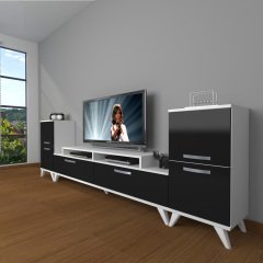 Decoraktiv Ekoflex On2 Slm Retro Tv Ünitesi Tv Sehpası Beyaz - Siyah