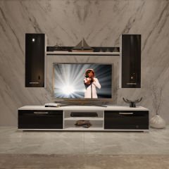 Decoraktiv Eko 5D Mdf Dvd Tv Ünitesi Tv Sehpası Beyaz - Siyah
