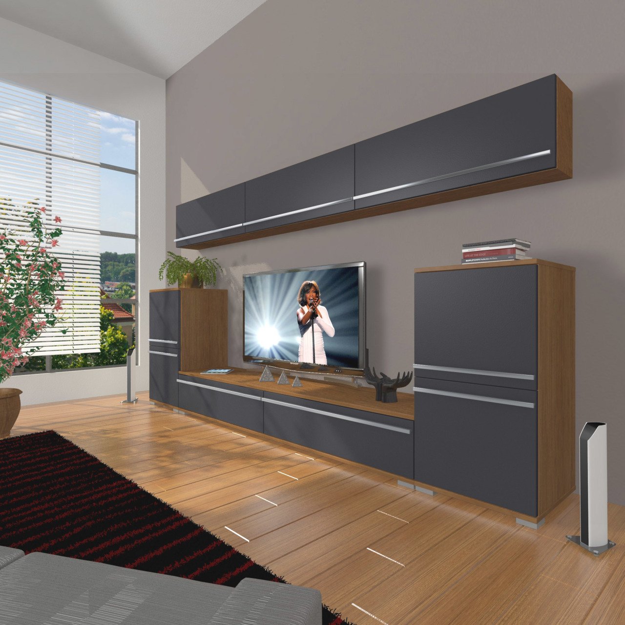 Decoraktiv Eko 9 Mdf Std Tv Ünitesi Tv Sehpası Ceviz - Antrasit