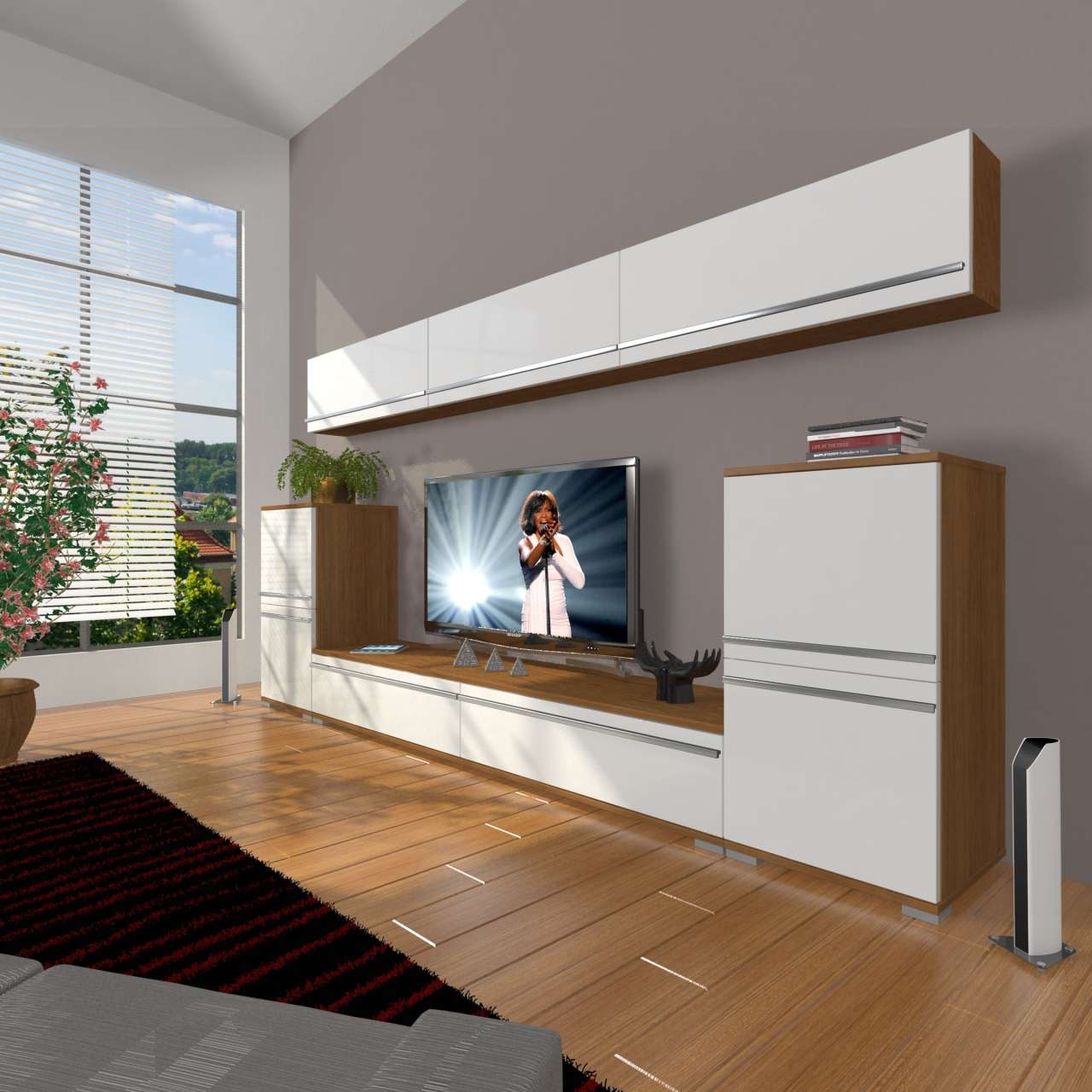 Decoraktiv Eko 9 Mdf Std Tv Ünitesi Tv Sehpası Ceviz - Beyaz