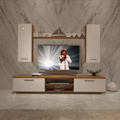 Decoraktiv Eko 5D Mdf Dvd Tv Ünitesi Tv Sehpası Ceviz - Beyaz