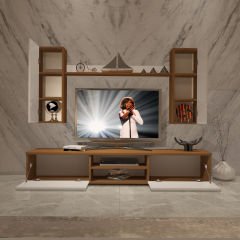 Decoraktiv Eko 5D Mdf Dvd Tv Ünitesi Tv Sehpası Ceviz - Beyaz
