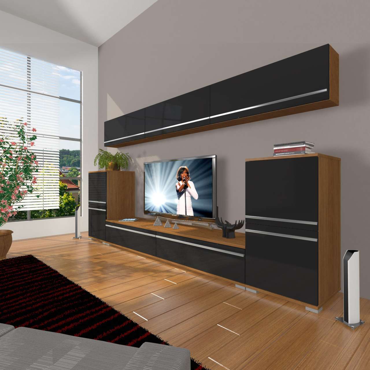 Decoraktiv Eko 9 Mdf Std Tv Ünitesi Tv Sehpası Ceviz - Siyah