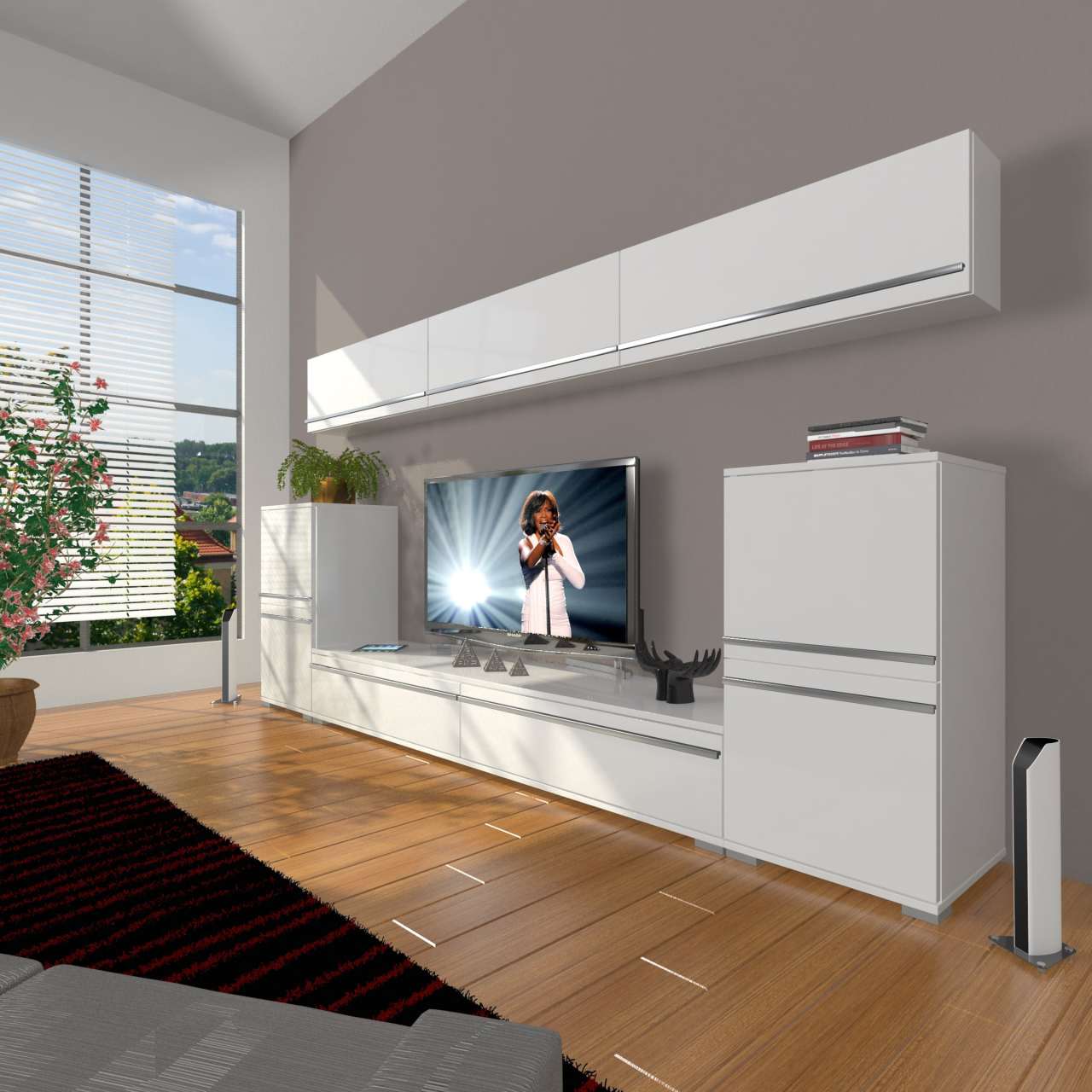 Decoraktiv Eko 9 Mdf Std Tv Ünitesi Tv Sehpası Parlak Beyaz