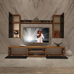 Decoraktiv Eko 5D Mdf Dvd Tv Ünitesi Tv Sehpası Ceviz - Siyah