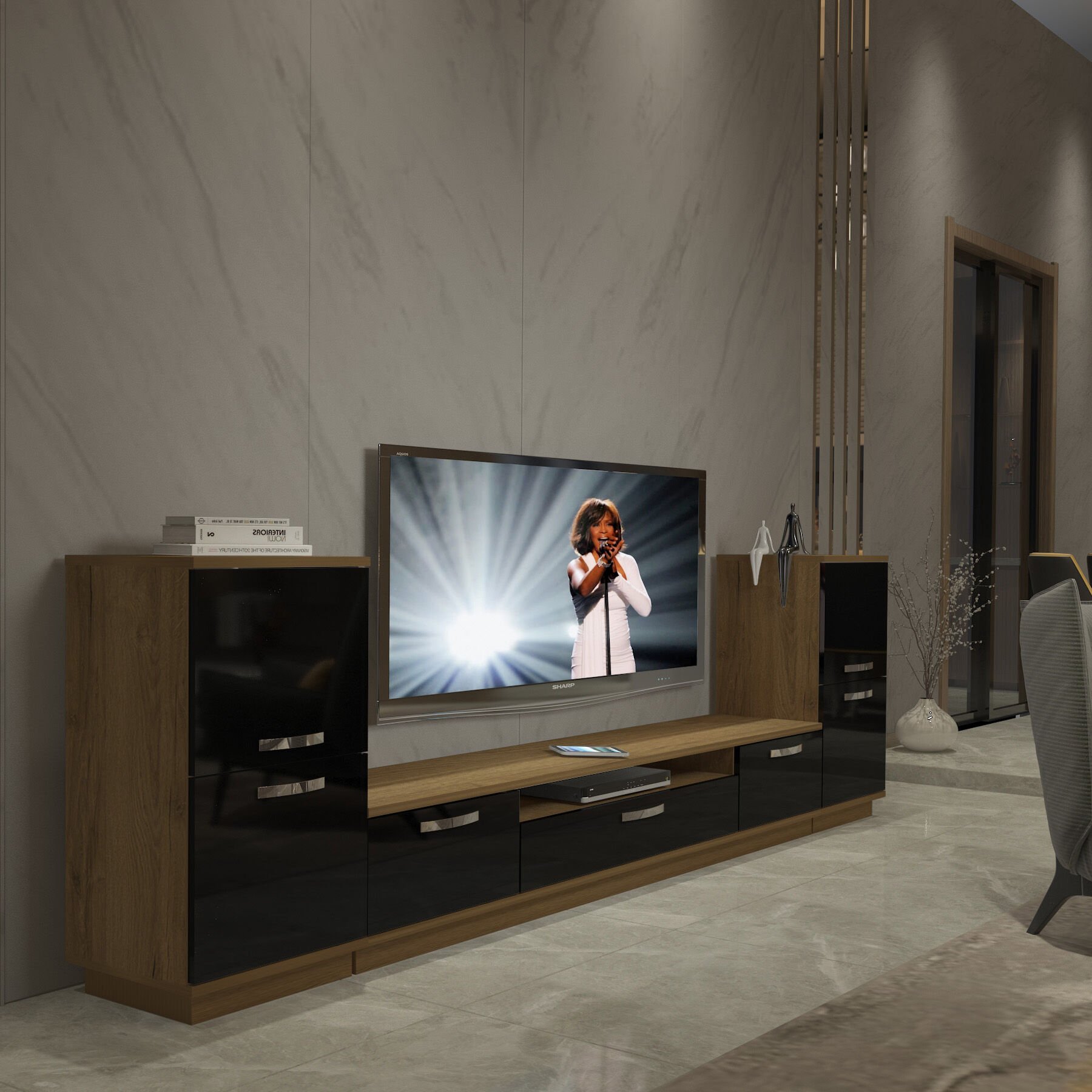Decoraktiv Trio On2 Mdf Tv Ünitesi Tv Sehpası Pera - Siyah