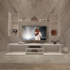 Decoraktiv Eko 5D Mdf Dvd Tv Ünitesi Tv Sehpası Parlak Beyaz