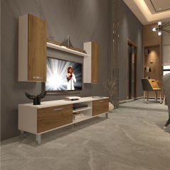 Decoraktiv Eko 5D Mdf Dvd Krom Ayaklı Tv Ünitesi Tv Sehpası