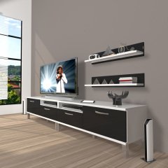 Decoraktiv Eko 200r Slm Krom Ayaklı Tv Ünitesi Tv Sehpası Beyaz - Siyah