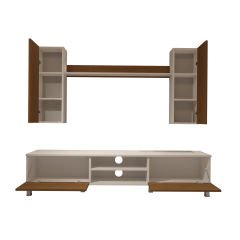 Decoraktiv Eko 5D Mdf Dvd Krom Ayaklı Tv Ünitesi Tv Sehpası Beyaz - Ceviz