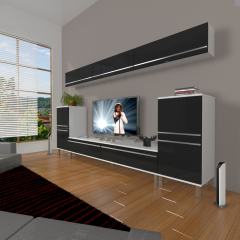 Decoraktiv Eko 9 Mdf Std Krom Ayaklı Tv Ünitesi Tv Sehpası Beyaz - Siyah