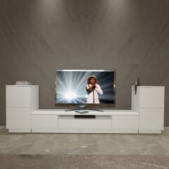 Decoraktiv Trio On2S Mdf Tv Ünitesi Tv Sehpası Parlak Beyaz