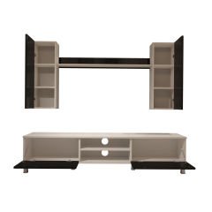 Decoraktiv Eko 5D Mdf Dvd Krom Ayaklı Tv Ünitesi Tv Sehpası Beyaz - Siyah