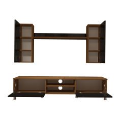 Decoraktiv Eko 5D Mdf Dvd Krom Ayaklı Tv Ünitesi Tv Sehpası Ceviz - Siyah