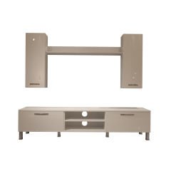 Decoraktiv Eko 5D Mdf Dvd Krom Ayaklı Tv Ünitesi Tv Sehpası Parlak Beyaz
