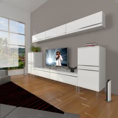 Decoraktiv Eko 9 Mdf Std Krom Ayaklı Tv Ünitesi Tv Sehpası Parlak Beyaz