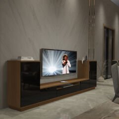 Decoraktiv Trio On2S Mdf Tv Ünitesi Tv Sehpası Ceviz - Siyah