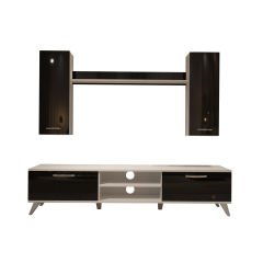 Decoraktiv Eko 5D Mdf Dvd Retro Tv Ünitesi Tv Sehpası Beyaz - Siyah