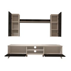 Decoraktiv Eko 5D Mdf Dvd Retro Tv Ünitesi Tv Sehpası Beyaz - Siyah
