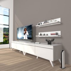 Decoraktiv Eko 200T Mdf Retro Tv Ünitesi Tv Sehpası Parlak Beyaz