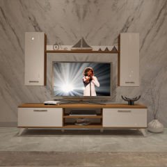 Decoraktiv Eko 5D Mdf Dvd Retro Tv Ünitesi Tv Sehpası Ceviz - Beyaz