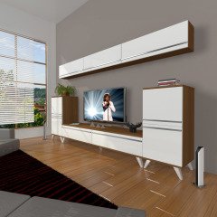 Decoraktiv Eko 9 Mdf Std Retro Tv Ünitesi Tv Sehpası Ceviz - Beyaz