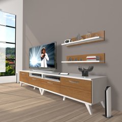 Decoraktiv Eko 200r Slm Retro Tv Ünitesi Tv Sehpası Beyaz - Ceviz