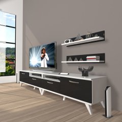 Decoraktiv Eko 200r Slm Retro Tv Ünitesi Tv Sehpası Beyaz - Siyah