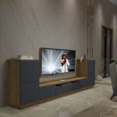 Decoraktiv Trio On2S Mdf Tv Ünitesi Tv Sehpası Pera - Antrasit