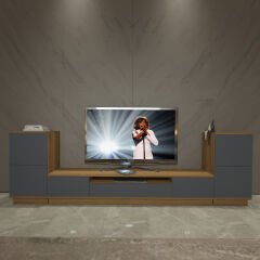 Decoraktiv Trio On2S Mdf Tv Ünitesi Tv Sehpası Pera - Antrasit