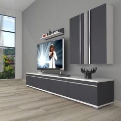 Decoraktiv Eko 5200T Mdf Tv Ünitesi Tv Sehpası Beyaz - Antrasit