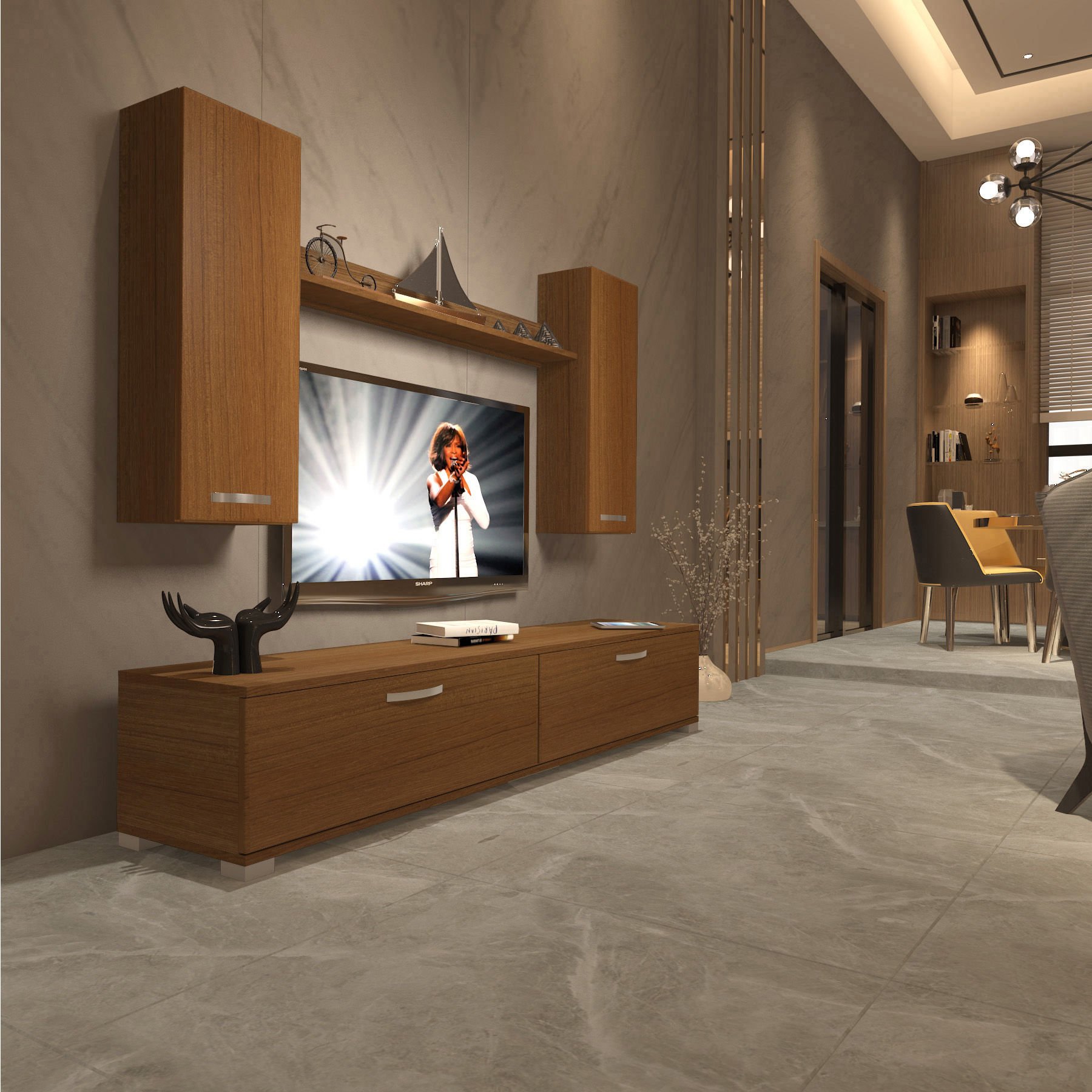 Decoraktiv Eko 5D Slm Std Tv Ünitesi Tv Sehpası Ceviz