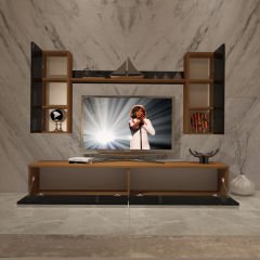 Decoraktiv Eko 5D Slm Std Tv Ünitesi Tv Sehpası Ceviz - Siyah