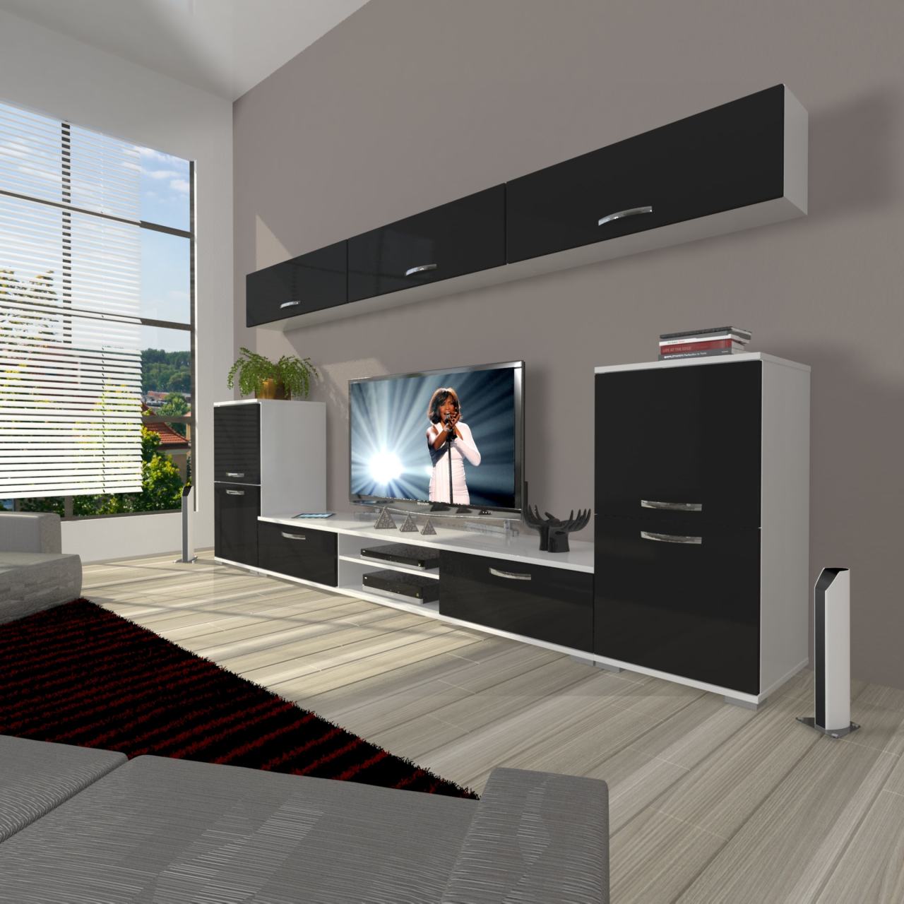 Decoraktiv Eko 9 Mdf Dvd Tv Ünitesi Tv Sehpası Beyaz - Siyah
