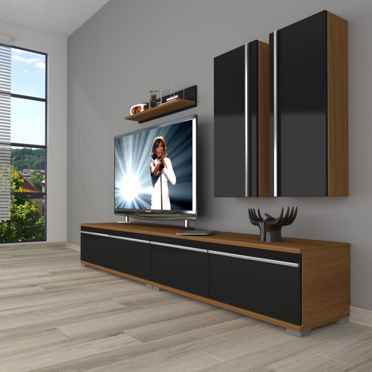 Decoraktiv Eko 5200T Mdf Tv Ünitesi Tv Sehpası Ceviz - Siyah