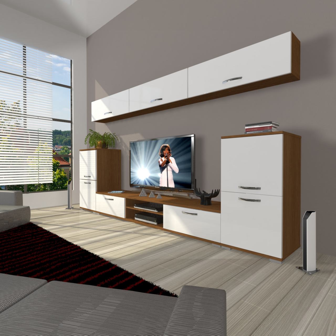 Decoraktiv Eko 9 Mdf Dvd Tv Ünitesi Tv Sehpası Ceviz - Beyaz