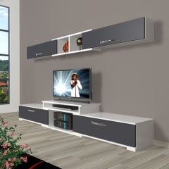 Decoraktiv Flex 5 Mdf Tv Ünitesi Tv Sehpası Beyaz - Antrasit