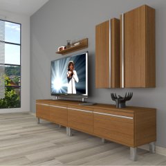 Decoraktiv Eko 5200T Mdf Krom Ayaklı Tv Ünitesi Tv Sehpası Ceviz
