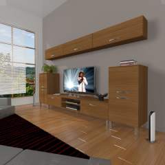 Decoraktiv Eko 9 Mdf Dvd Krom Ayaklı Tv Ünitesi Tv Sehpası Ceviz