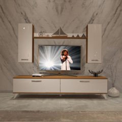 Decoraktiv Eko 5D Slm Std Retro Tv Ünitesi Tv Sehpası Ceviz - Beyaz
