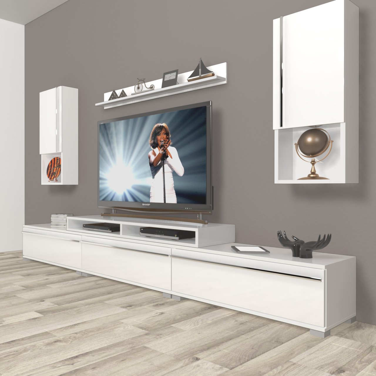 Decoraktiv Ekoflex 270TA Mdf Tv Ünitesi Tv Sehpası Parlak Beyaz