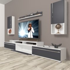 Decoraktiv Ekoflex 270TA Mdf Tv Ünitesi Tv Sehpası Beyaz - Antrasit