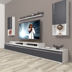 Decoraktiv Ekoflex 270TA Mdf Tv Ünitesi Tv Sehpası Beyaz - Antrasit