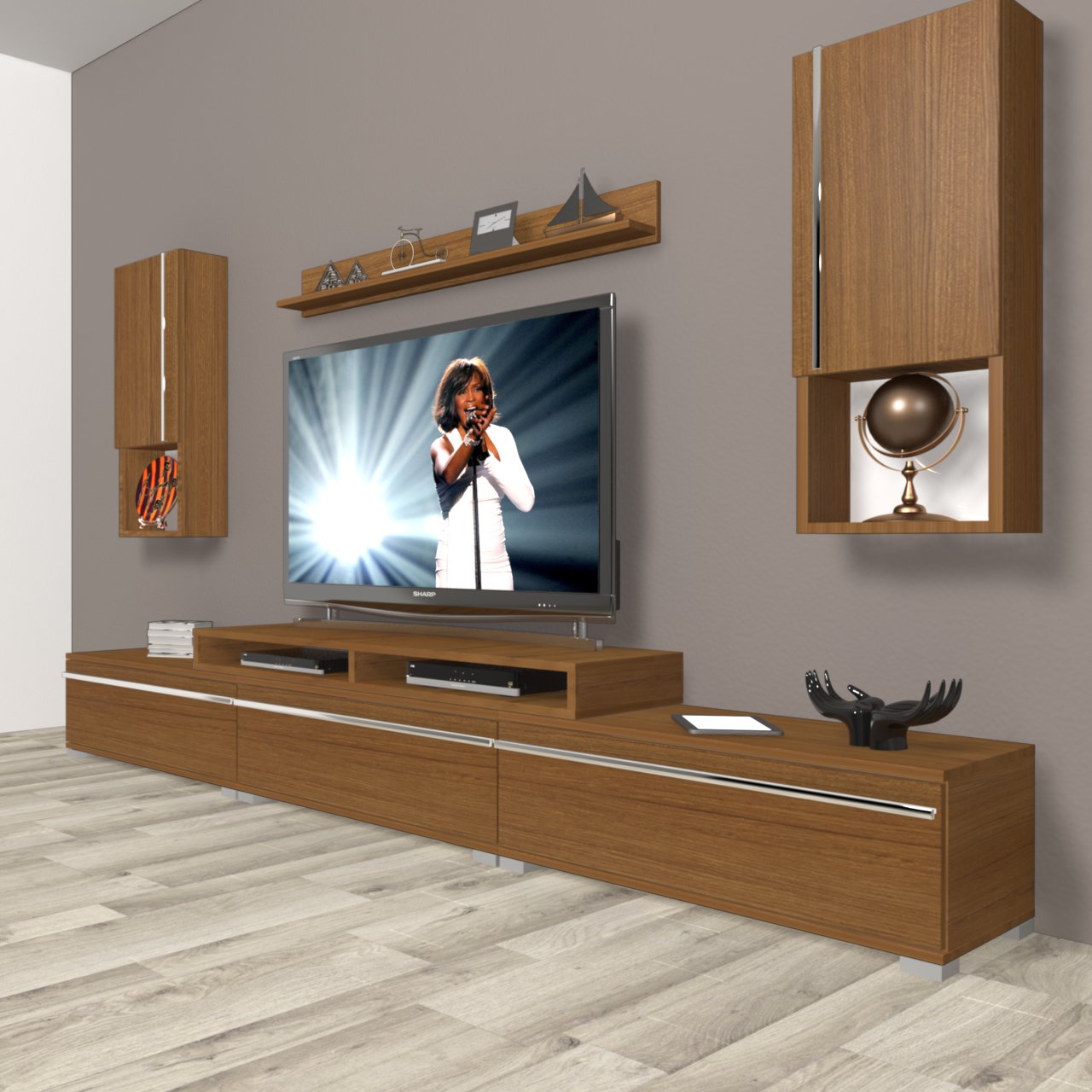 Decoraktiv Ekoflex 270TA Mdf Tv Ünitesi Tv Sehpası Ceviz