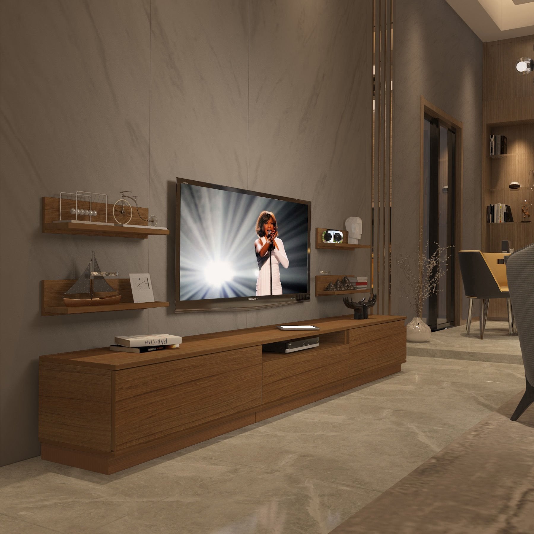 Decoraktiv Trendstyle 270RS Mdf Tv Ünitesi Tv Sehpası Ceviz